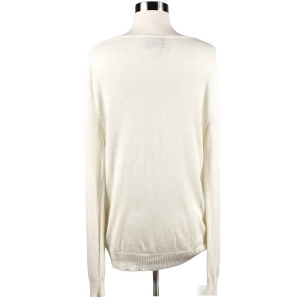 WILDFOX White Label White Sweater Gold Sequins No. 9 V-Neck Angora Oversized XS - Picture 4 of 8